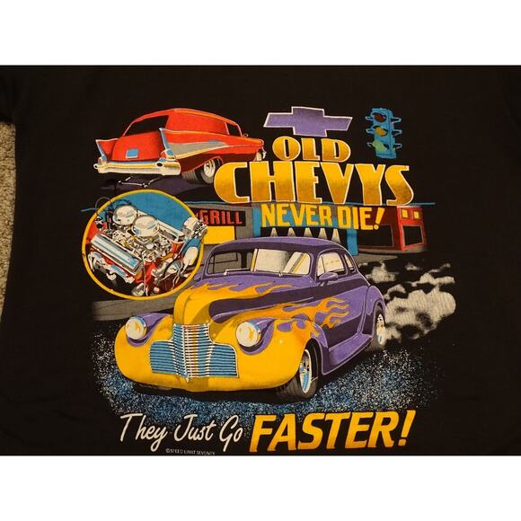 Vintage Single Stitch Sz L Speed Limit 70 Chevys Chevrolet SSI Rod Street 50/50 - Picture 2 of 8